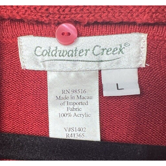 Coldwater Creek Women’s Long Sleeve Red Knit Top Sweater With Scarf Size L - Picture 4 of 6